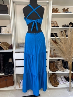 Vestido Longo Rosa/Azul - comprar online