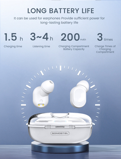 Auricular Bluetooth J15 con diseño de carcasa transparente