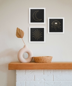 composição de quadros decorativos - lua, sol e olho