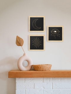 composição de quadros decorativos - lua, sol e olho