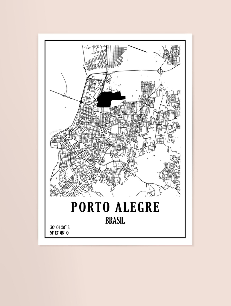 Mapa de Portugal black & white  Mapas de cidades e mapas do mundo para  parede