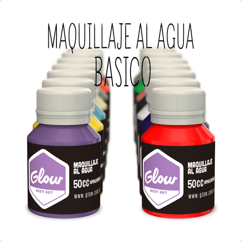 Glow - Maquillaje Al Agua Colores Basicos (50cc)