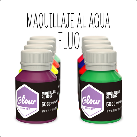 Glow - Maquillaje Al Agua Colores Fluo (50cc)