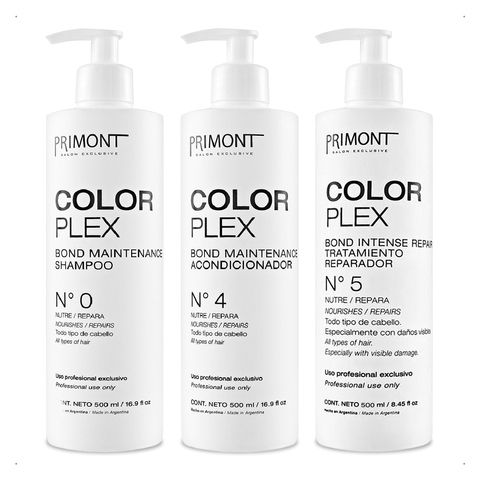 Primont - Kit Color Plex Shampoo Nº0 (500ml) + Acondicionador Nº4 (500ml) + Tratamiento Nº5 (500ml)