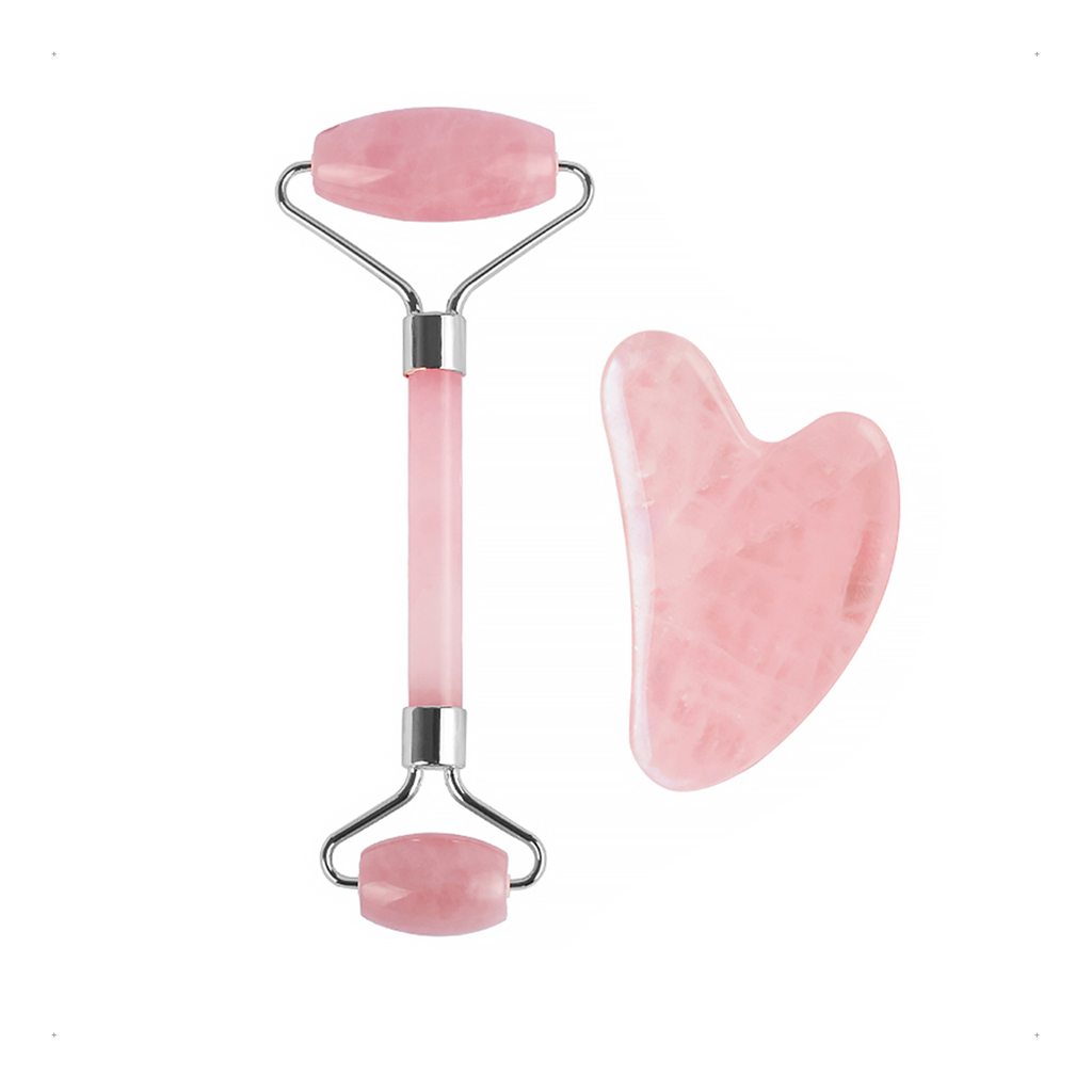 Duga Set Rodillo Masajeador Facial Gua Sha De Cuarzo D541