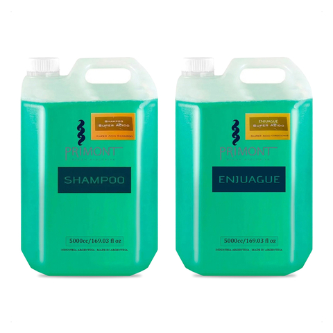 Primont - Kit Super Acido Shampoo (5000ml) + Acondicionador (5000ml) para Cabello Procesado