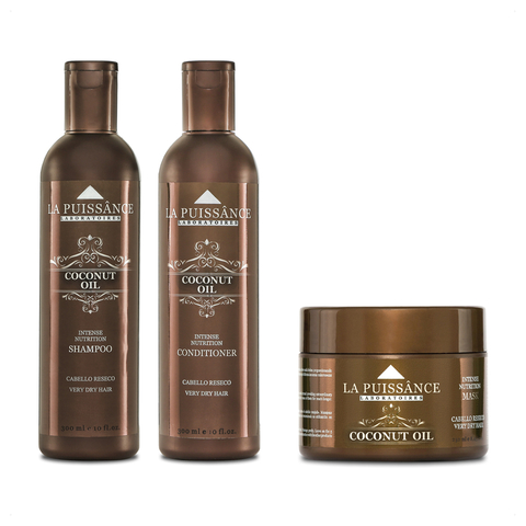 La Puissance - Kit Coconut Oil Shampoo (300ml) + Acondicionador (300ml) + Máscara (250ml) Cabello Reseco