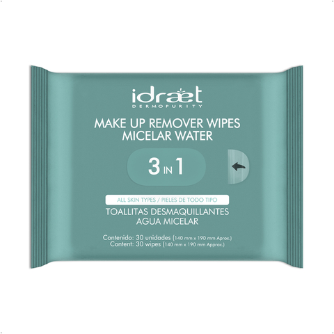 Idraet - Make Up Remover Wipes Toallitas Desmaquillantes de Agua Micelar (30u)