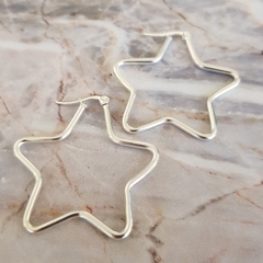 Argollas estrella en acero blanco, 4 x 4 cm. - comprar online