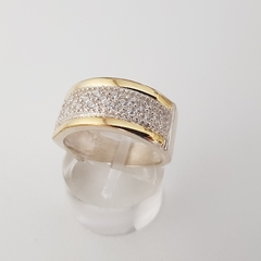 Anillo en Plata y Oro con Cúbic pavé