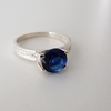 Anillo Solitario en Plata con Cúbic Azul