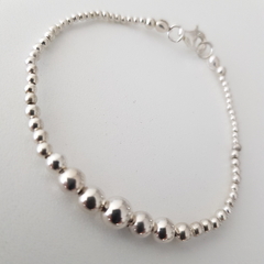 Pulsera bolitas degradé en Plata, cierre mosquetón, 17,5 cm. - comprar online