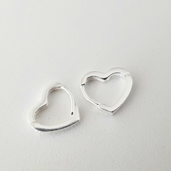 Argollitas Corazón en Plata, 1 x 1,2 cm. - comprar online