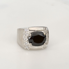 Anillo Cuadrada en Plata con Cubic Negro, Zirconias - comprar online