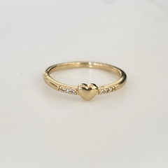 Anillo Corazón en Acero baño Oro con cubic - comprar online