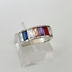 Anillo en Plata con Cubic baguette colores - comprar online