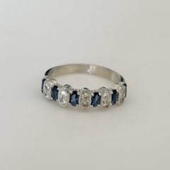 Anillo en Plata y Cubic blanco y azul en internet