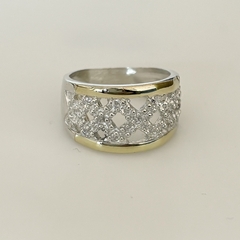 Anillo calado en Plata y Oro con Cubic zirconia