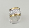 Anillo en Plata y Oro con Cubic baguette blanco