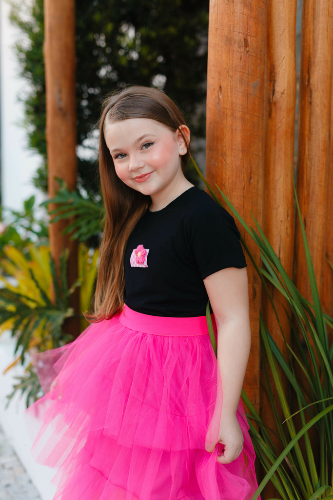 Conjunto Saia Tule Rosa Comprar em Looli Kids