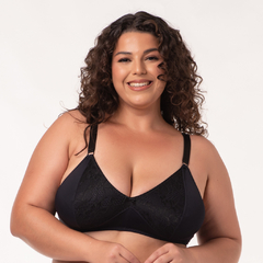 Sutiã sem Bojo Estruturado Plus Size Alice em Microfibra e Renda (Ref:6001)