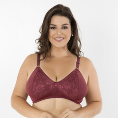 Sutiã sem Bojo Estruturado Plus Size Alice em Microfibra e Renda (Ref:6001)