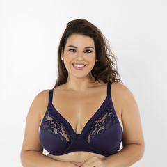 Sutiã sem Bojo Estruturado Plus Size Consuelo em Microfibra e Renda (Ref:6009) - comprar online