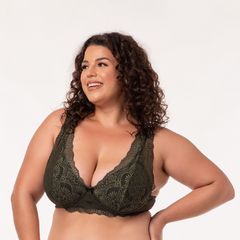 Sutiã sem Bojo Estruturado Plus Size Vera em Renda (Ref:6027)