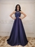 Vestido De Festa Talita Glitter Satin Azul Marinho - loja online