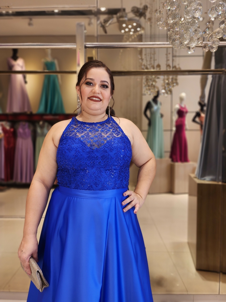 Vestido De Festa Heloisa Azul Royal Plus Size