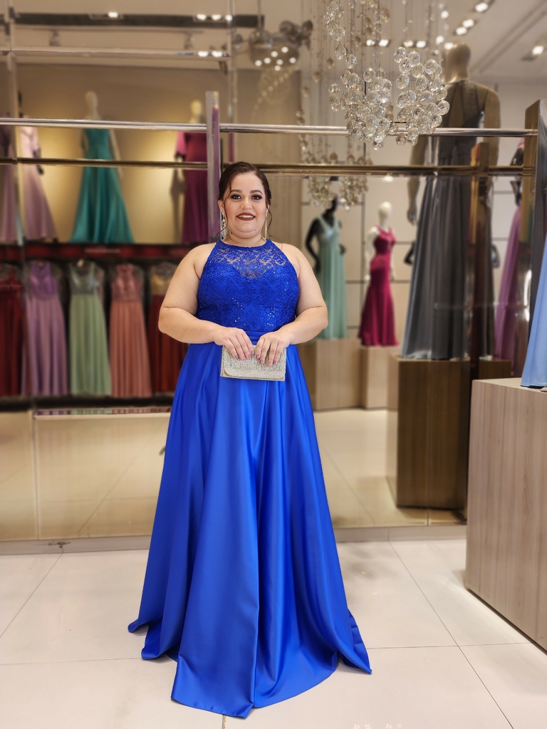 Vestido De Festa Heloisa Azul Royal Plus Size