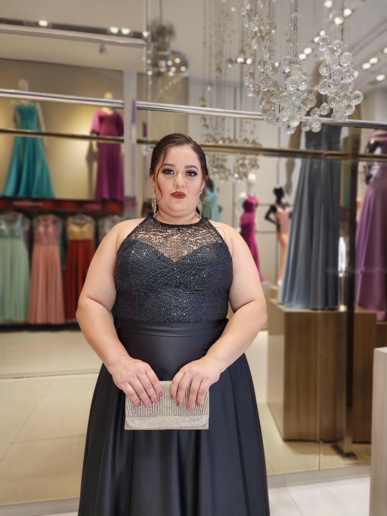 Vestido De Festa Heloisa Preto Plus Size