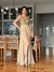 Vestido de Festa Alexandra Paetê Dourado / Nude/ Areia - comprar online