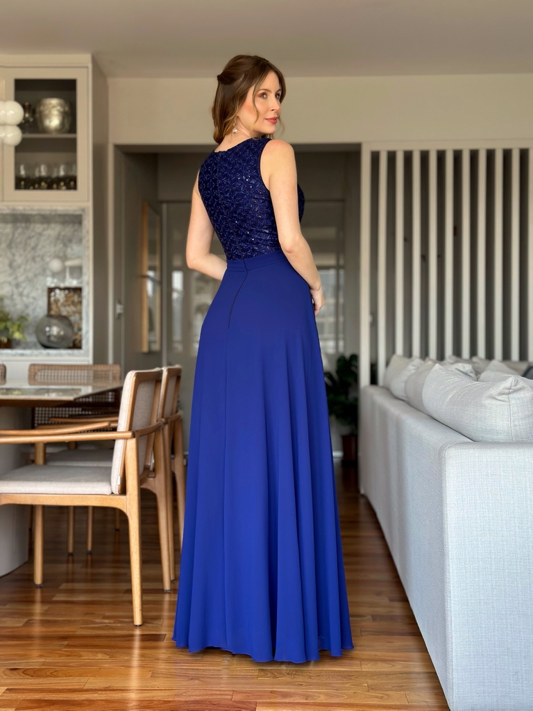 Vestido De Festa Celine Azul Marinho 2 / Oxford / Bic