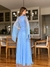 Vestido De Festa Cintia Tule Jateado Azul Serenity 1 - comprar online