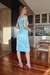 Vestido De festa Gabi Midi Azul Claro / Azul Tiffany na internet