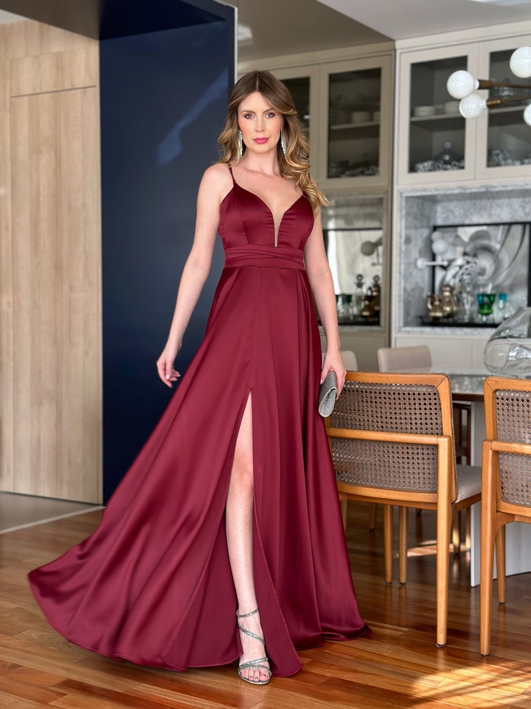 Vestido marsala hotsell bom retiro