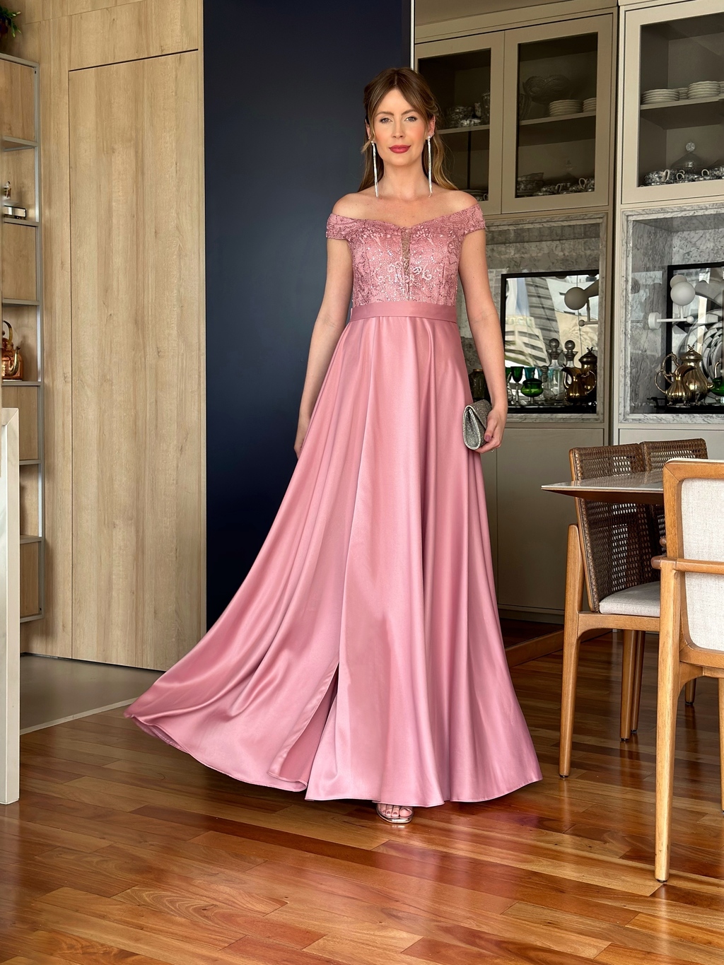 Vestido sales crepe festa