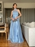 Vestido De Festa Sarah Tule Glitter Azul Serenity - comprar online