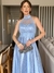 Vestido De Festa Sarah Tule Glitter Azul Serenity - Lovissa Moda Festa