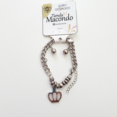 Pulsera Acero Quirugico + dije corona