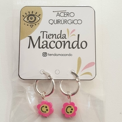 Aros de Acero Q + Flor Fimo Surtidos - comprar online