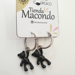 Aros de Acero Q y Oso Esmaltado Negro