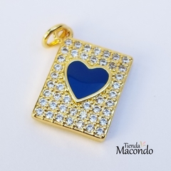 RECTANGULO CORAZON ENCHAPADO AZULES - comprar online