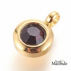 CIRCULO ACERO DORADO CIRCONIA ROJO - comprar online