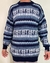Agasalho Peruano Suéter de Lã Unissex Gola Redonda Azul Claro e Escuro - comprar online