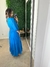 Vestido Longo Crepe Decote V Azul - comprar online