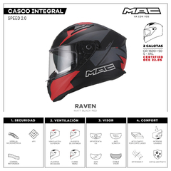 CASCO SPEED 2.0 RAVEN MATT BLACK RED - FRASER MOTOS