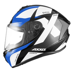 CASCO AXXIS DRAKEN X-ROAD NEGRO/BLANCO/AZUL BRILLO