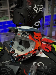 CASCO FOX V1 TRICE GRIS NARANJA